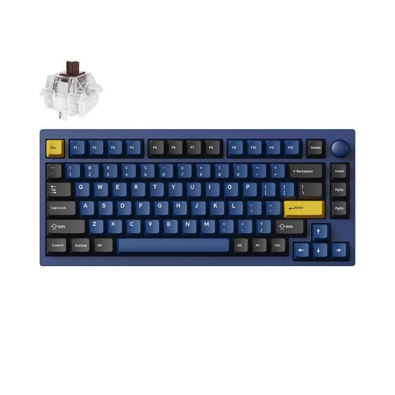 Lemokey P1 QMK/VIA Custom Gaming Keyboard - Type:Fully Assembled Knob - Color:Navy Blue - Switches:Keychron Super Brown