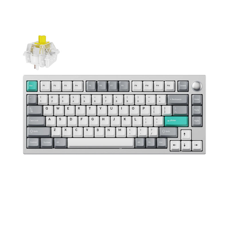 Lemokey P1 QMK/VIA Custom Gaming Keyboard - Type:Fully Assembled Knob - Color:Space Silver - Switches:Keychron Super Banana
