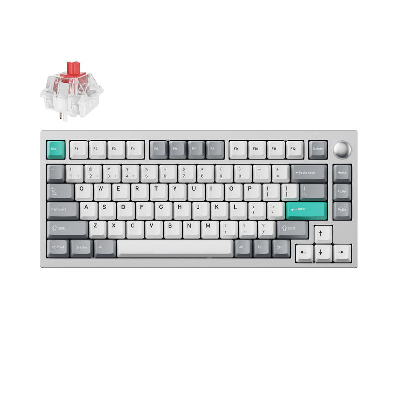 Lemokey P1 QMK/VIA Custom Gaming Keyboard - Type:Fully Assembled Knob (Pro Version) - Color:Space Silver - Switches:Keychron Super Red