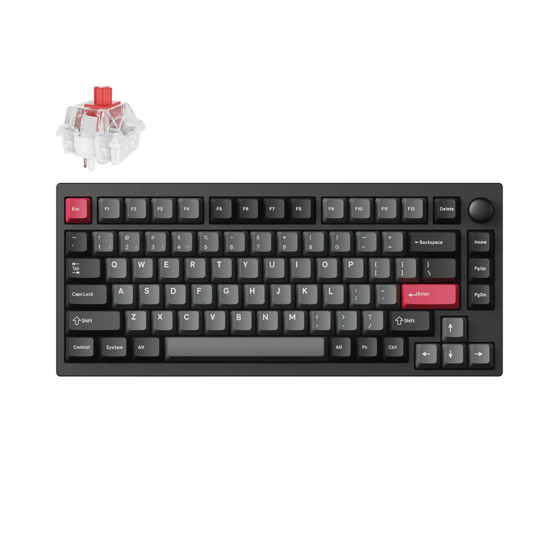 Lemokey P1 QMK/VIA Custom Gaming Keyboard - Type:Fully Assembled Knob (Pro Version) - Color:Carbon Black - Switches:Keychron Super Red