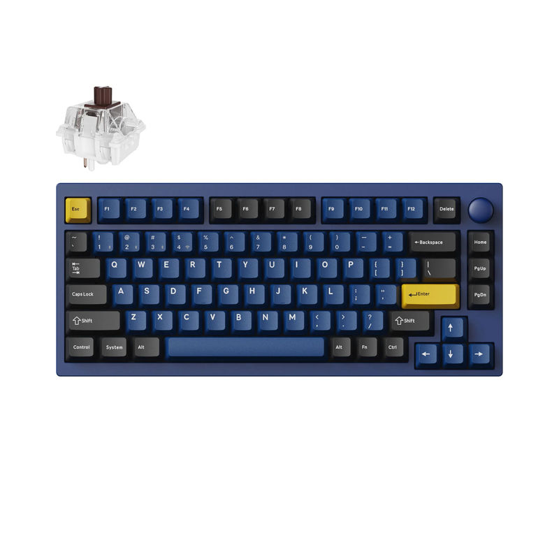 Lemokey P1 QMK/VIA Custom Gaming Keyboard - Type:Fully Assembled Knob (Pro Version) - Color:Navy Blue - Switches:Keychron Super Brown
