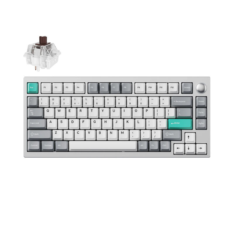 Lemokey P1 QMK/VIA Custom Gaming Keyboard - Type:Fully Assembled Knob (Pro Version) - Color:Space Silver - Switches:Keychron Super Brown