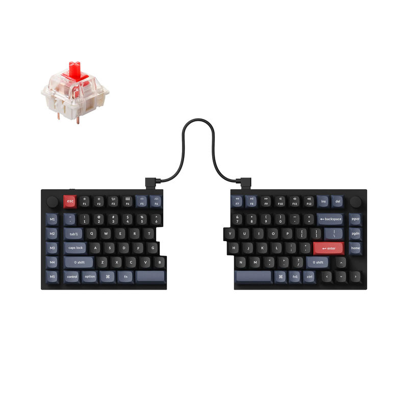 Keychron Q11 QMK Custom Mechanical Keyboard - Type:Fully Assembled Knob - Color:Carbon Black - B - Switches:Gateron G Pro Red