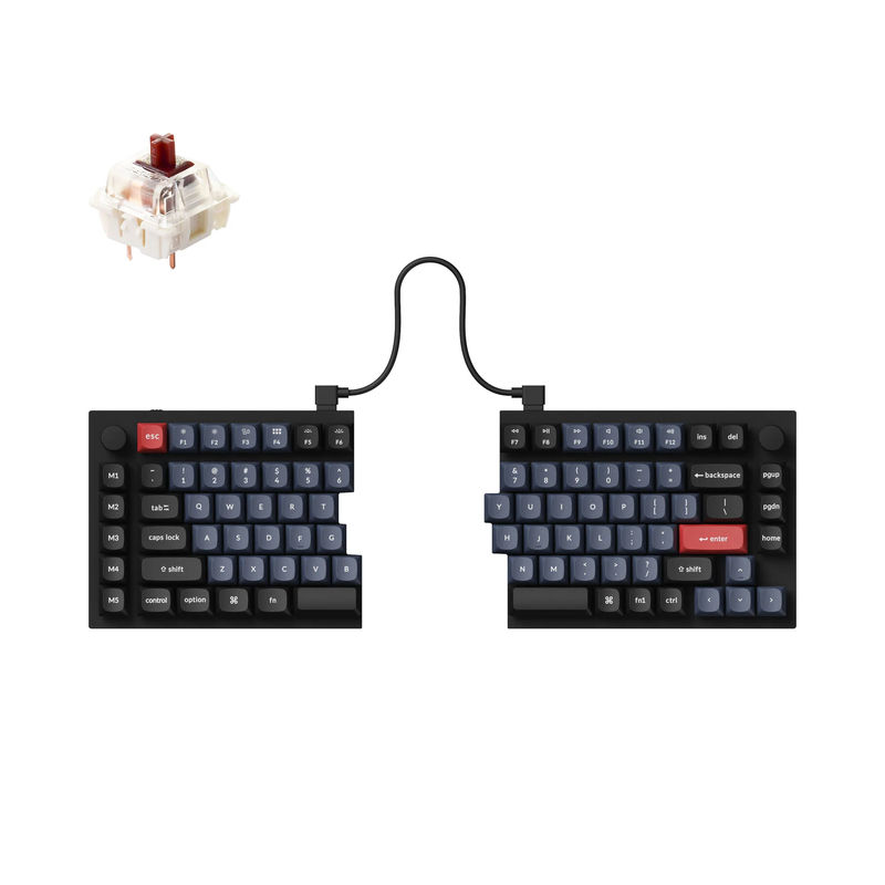 Keychron Q11 QMK Custom Mechanical Keyboard - Type:Fully Assembled Knob - Color:Carbon Black - A - Switches:Gateron G Pro Brown