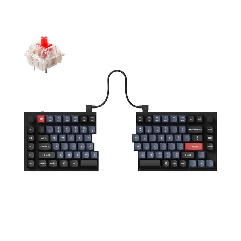 Keychron Q11 QMK Custom Mechanical Keyboard - Type:Fully Assembled Knob - Color:Carbon Black - A - Switches:Gateron G Pro Red