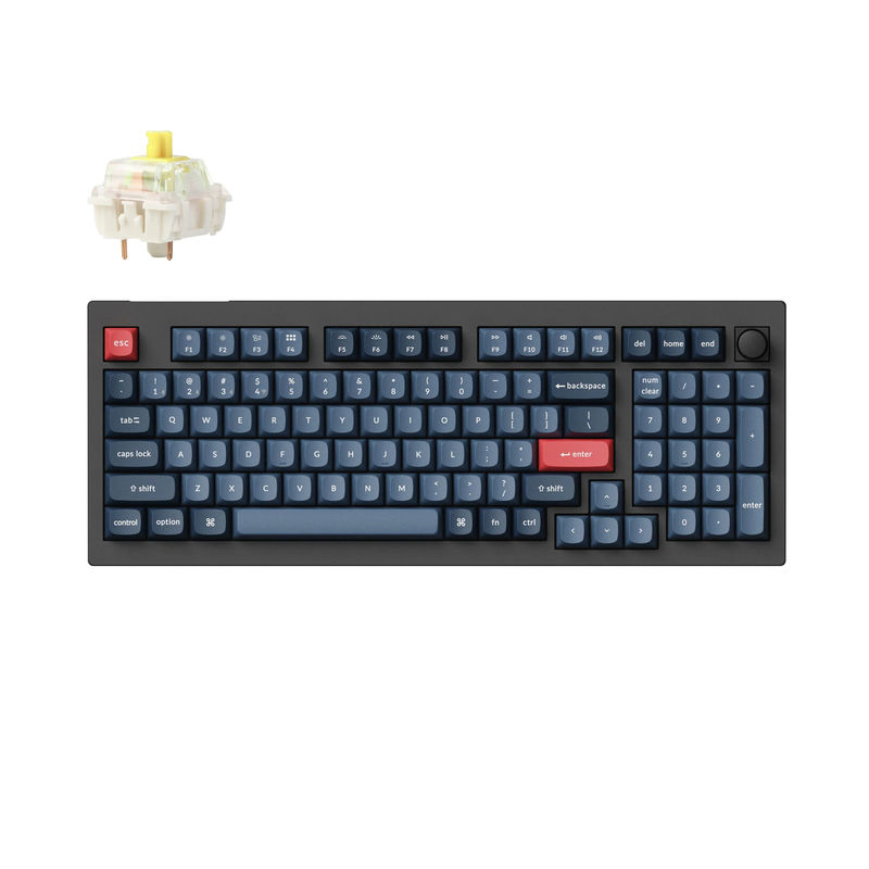 Keychron V5 Max QMK/VIA Wireless Custom Mechanical Keyboard - Type:Fully Assembled Knob - Color:Carbon Black - Switches:Gateron Jupiter Banana