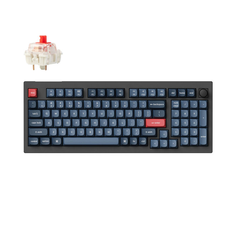 Keychron V5 Max QMK/VIA Wireless Custom Mechanical Keyboard - Type:Fully Assembled Knob - Color:Carbon Black - Switches:Gateron Jupiter Red