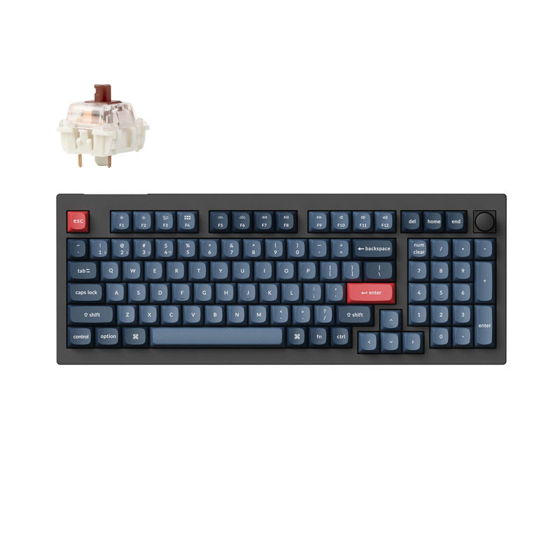Keychron V5 Max QMK/VIA Wireless Custom Mechanical Keyboard - Type:Fully Assembled Knob - Color:Carbon Black - Switches:Gateron Jupiter Brown