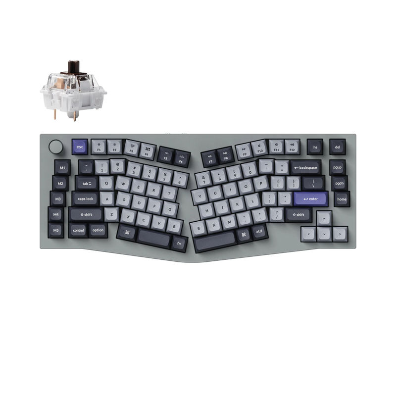 Keychron Q10 Pro (Alice Layout) QMK/VIA Wireless Custom Mechanical Keyboard - Type:Fully Assembled Knob - Color:Silver Grey - Switches:Keychron K Pro Brown