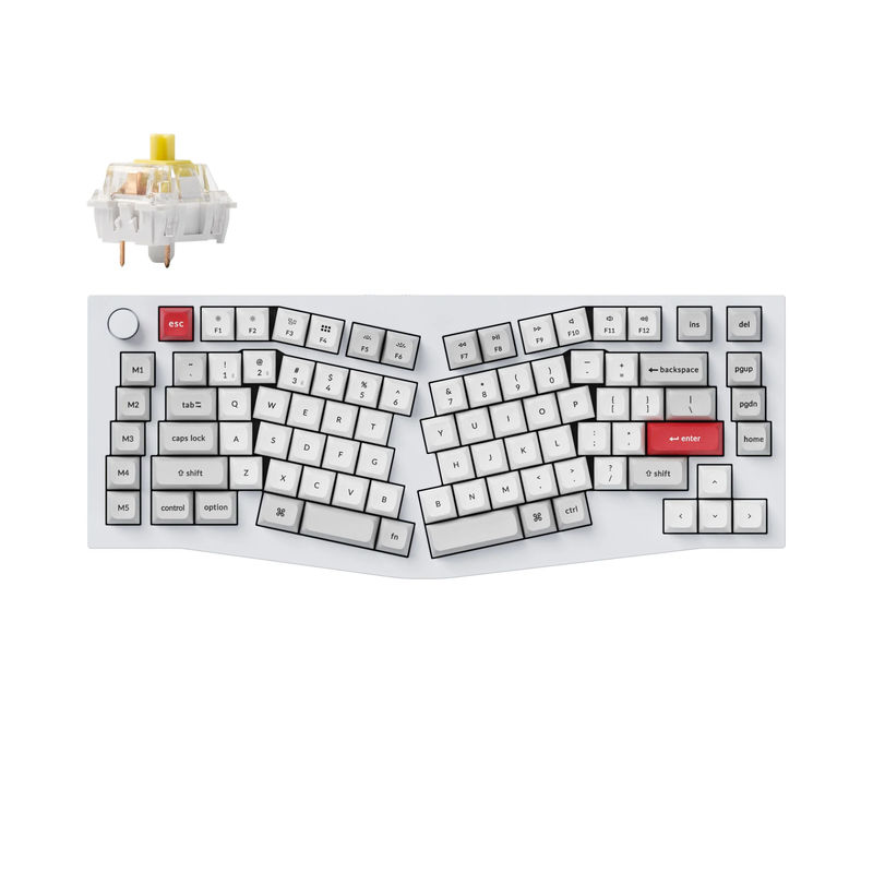 Keychron Q10 Pro (Alice Layout) QMK/VIA Wireless Custom Mechanical Keyboard - Type:Fully Assembled Knob - Color:Shell White - Switches:Keychron K Pro Banana