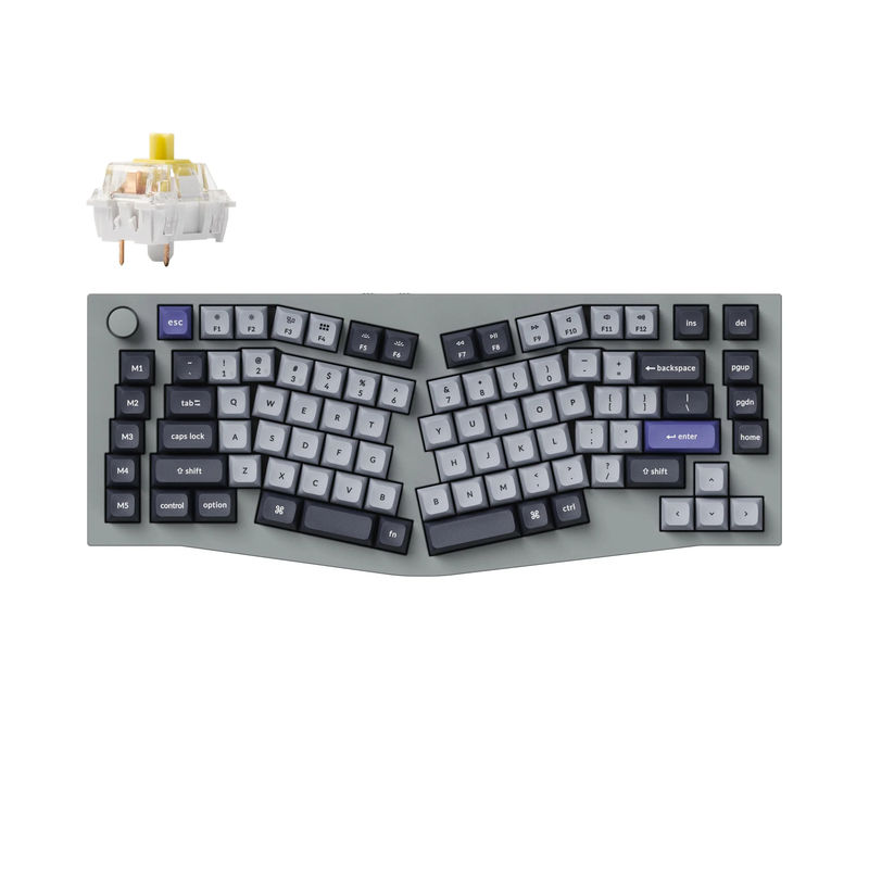 Keychron Q10 Pro (Alice Layout) QMK/VIA Wireless Custom Mechanical Keyboard - Type:Fully Assembled Knob - Color:Silver Grey - Switches:Keychron K Pro Banana