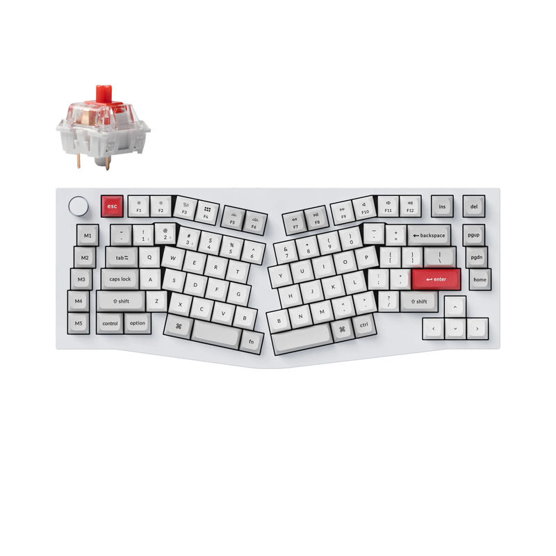 Keychron Q10 Pro (Alice Layout) QMK/VIA Wireless Custom Mechanical Keyboard - Type:Fully Assembled Knob - Color:Shell White - Switches:Keychron K Pro Red