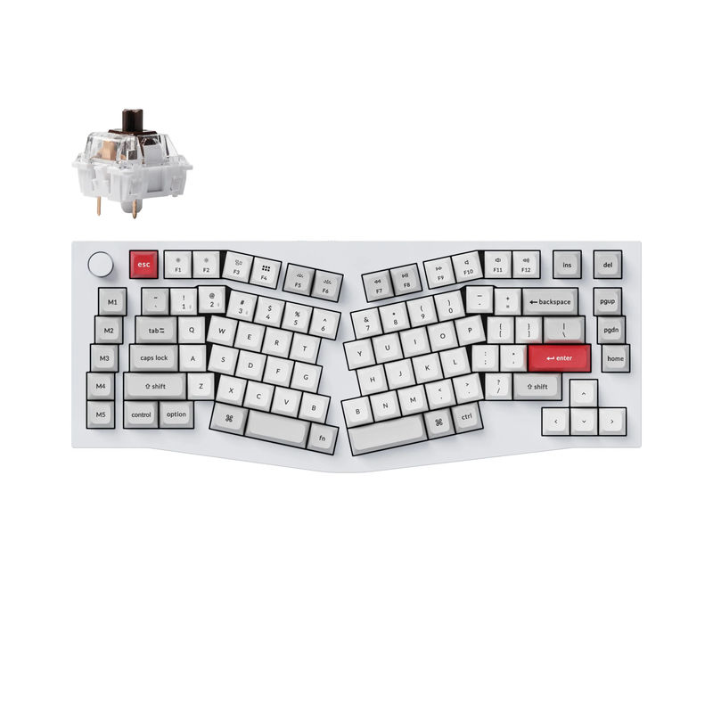 Keychron Q10 Pro (Alice Layout) QMK/VIA Wireless Custom Mechanical Keyboard - Type:Fully Assembled Knob - Color:Shell White - Switches:Keychron K Pro Brown