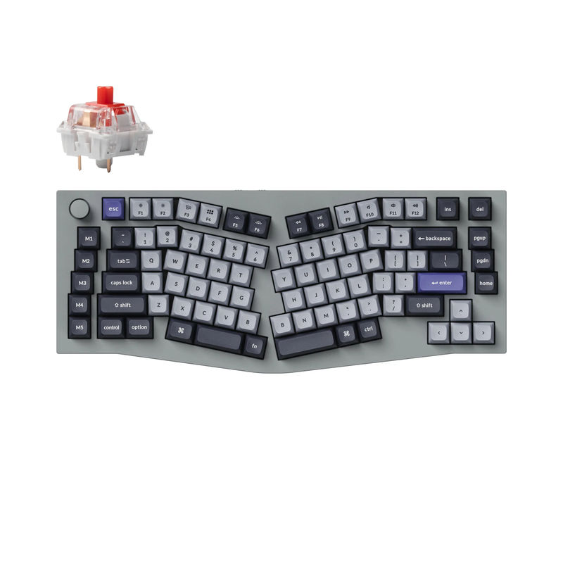 Keychron Q10 Pro (Alice Layout) QMK/VIA Wireless Custom Mechanical Keyboard - Type:Fully Assembled Knob - Color:Silver Grey - Switches:Keychron K Pro Red