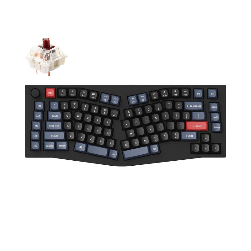 Keychron Q10 (Alice Layout) QMK Custom Mechanical Keyboard - Type:Fully Assembled Knob - Color:Carbon Black - B - Switches:Gateron G Pro Brown