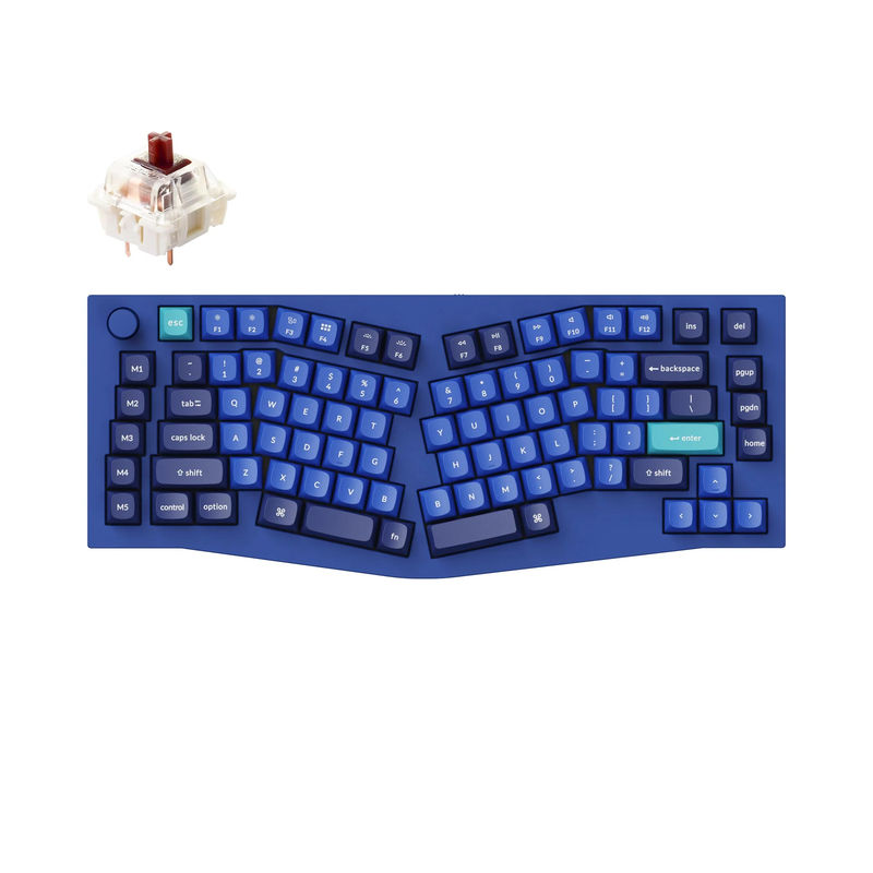 Keychron Q10 (Alice Layout) QMK Custom Mechanical Keyboard - Type:Fully Assembled Knob - Color:Navy Blue - A - Switches:Gateron G Pro Brown