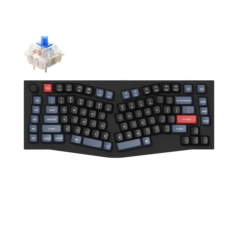 Keychron Q10 (Alice Layout) QMK Custom Mechanical Keyboard - Type:Fully Assembled Knob - Color:Carbon Black - B - Switches:Gateron G Pro Blue