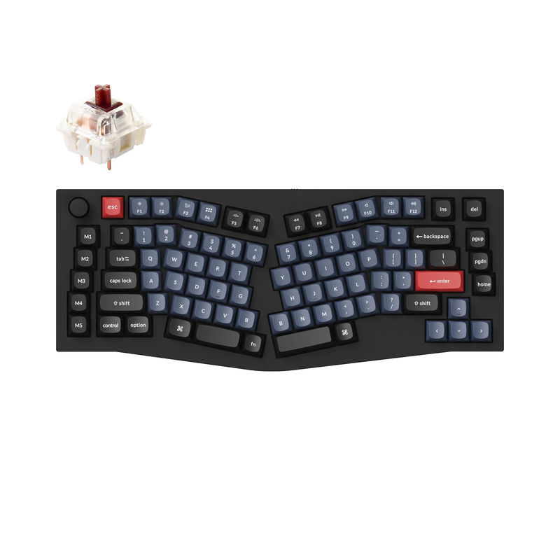 Keychron Q10 (Alice Layout) QMK Custom Mechanical Keyboard - Type:Fully Assembled Knob - Color:Carbon Black - A - Switches:Gateron G Pro Brown