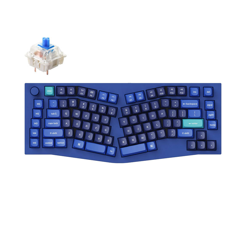 Keychron Q10 (Alice Layout) QMK Custom Mechanical Keyboard - Type:Fully Assembled Knob - Color:Navy Blue - B - Switches:Gateron G Pro Blue