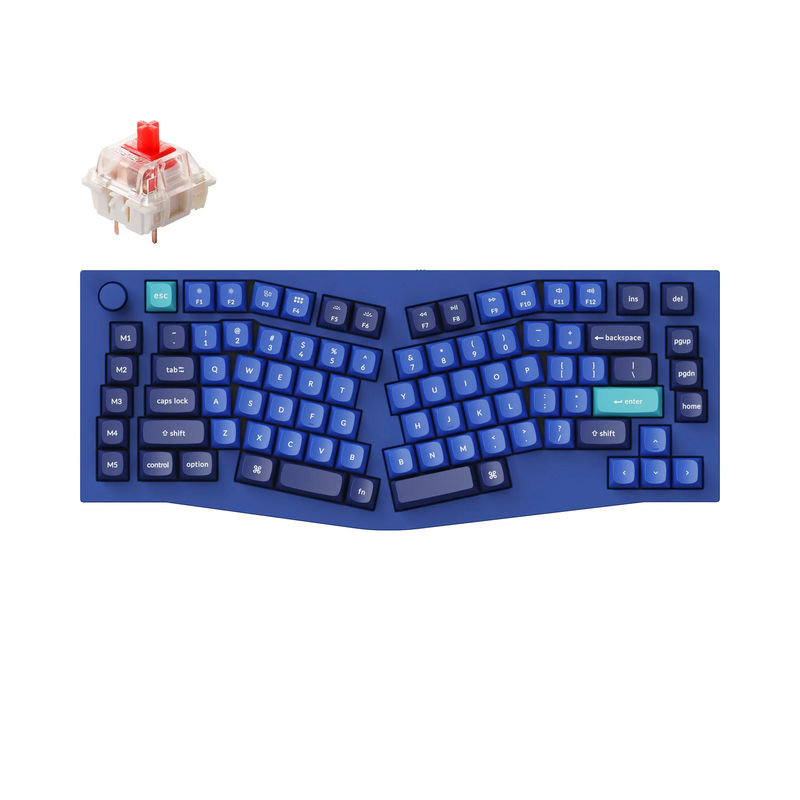 Keychron Q10 (Alice Layout) QMK Custom Mechanical Keyboard - Type:Fully Assembled Knob - Color:Navy Blue - A - Switches:Gateron G Pro Red