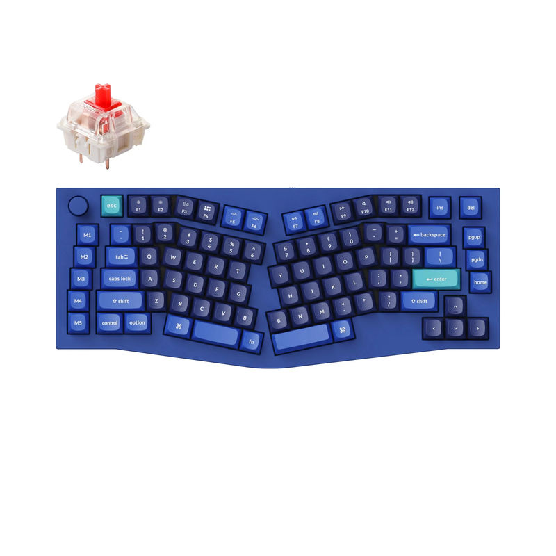 Keychron Q10 (Alice Layout) QMK Custom Mechanical Keyboard - Type:Fully Assembled Knob - Color:Navy Blue - B - Switches:Gateron G Pro Red