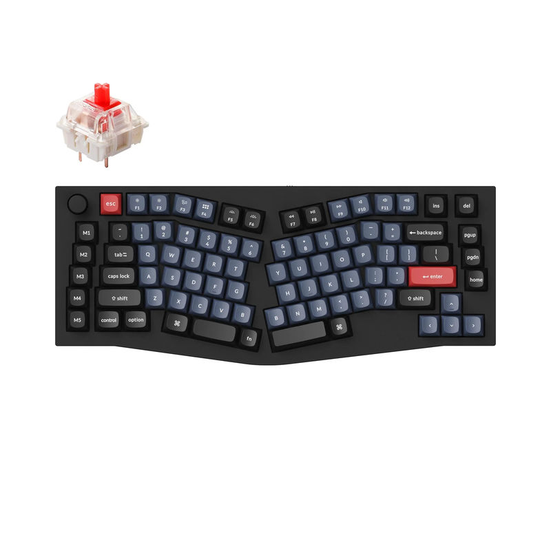 Keychron Q10 (Alice Layout) QMK Custom Mechanical Keyboard - Type:Fully Assembled Knob - Color:Carbon Black - A - Switches:Gateron G Pro Red