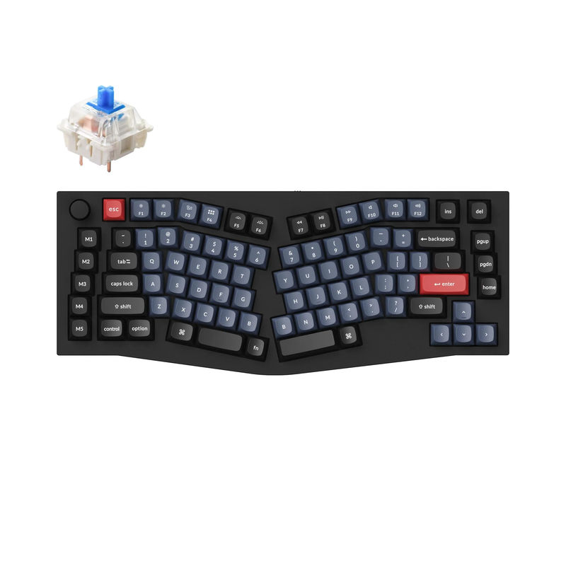 Keychron Q10 (Alice Layout) QMK Custom Mechanical Keyboard - Type:Fully Assembled Knob - Color:Carbon Black - A - Switches:Gateron G Pro Blue