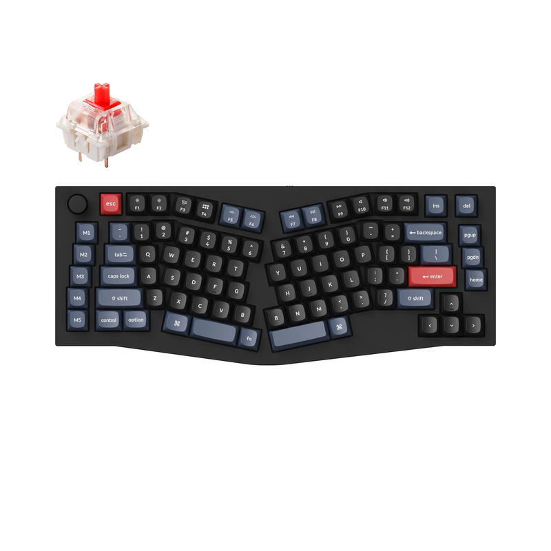 Keychron Q10 (Alice Layout) QMK Custom Mechanical Keyboard - Type:Fully Assembled Knob - Color:Carbon Black - B - Switches:Gateron G Pro Red