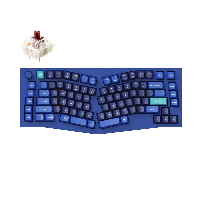 Keychron Q10 (Alice Layout) QMK Custom Mechanical Keyboard - Type:Fully Assembled Knob - Color:Navy Blue - B - Switches:Gateron G Pro Brown