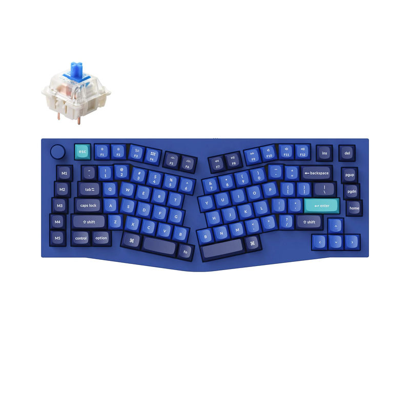 Keychron Q10 (Alice Layout) QMK Custom Mechanical Keyboard - Type:Fully Assembled Knob - Color:Navy Blue - A - Switches:Gateron G Pro Blue