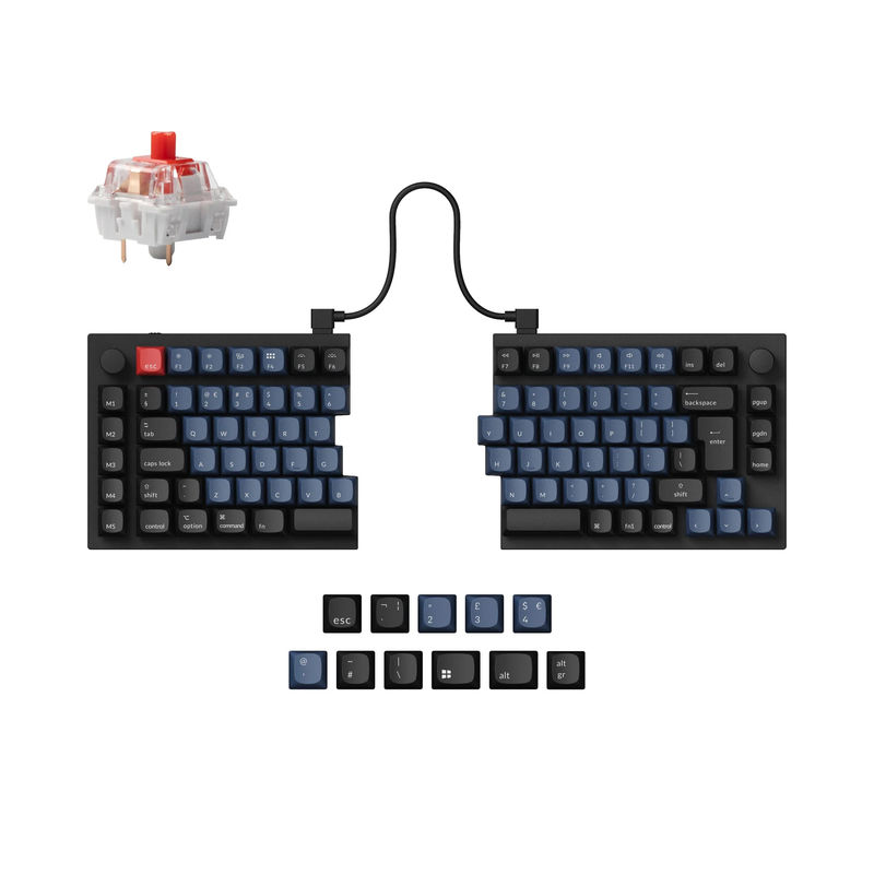 Keychron Q11 QMK Custom Mechanical Keyboard ISO Layout Collection - Type:Fully Assembled Knob (Carbon Black) - Layout Version:UK-ISO - Switches:Keychron K Pro Red