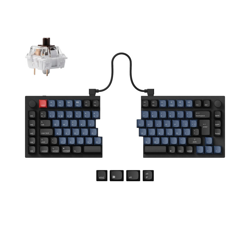 Keychron Q11 QMK Custom Mechanical Keyboard ISO Layout Collection - Type:Fully Assembled Knob (Carbon Black) - Layout Version:ES-ISO - Switches:Keychron K Pro Brown