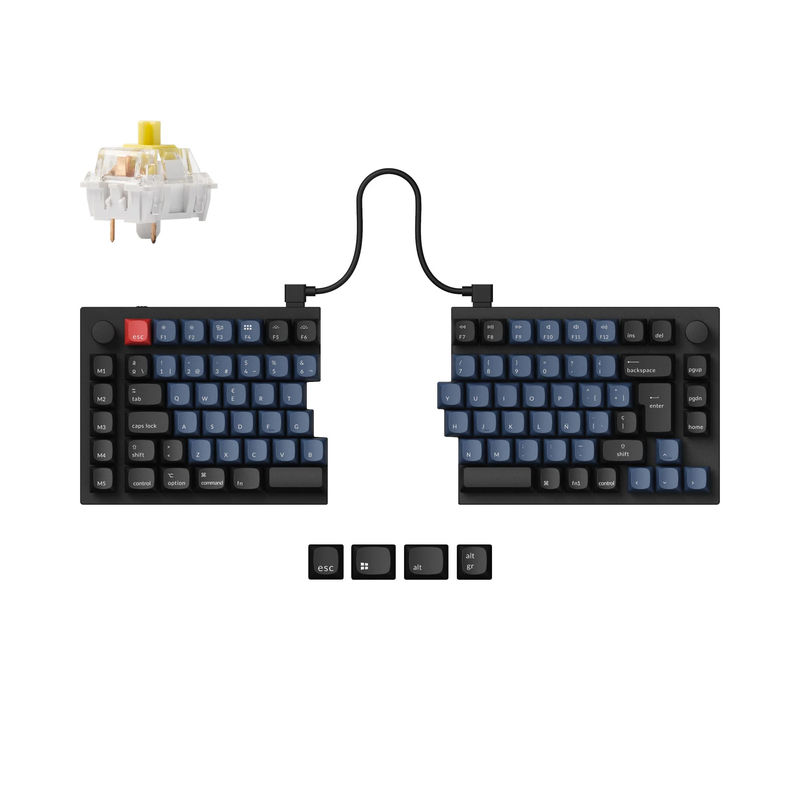 Keychron Q11 QMK Custom Mechanical Keyboard ISO Layout Collection - Type:Fully Assembled Knob (Carbon Black) - Layout Version:ES-ISO - Switches:Keychron K Pro Banana