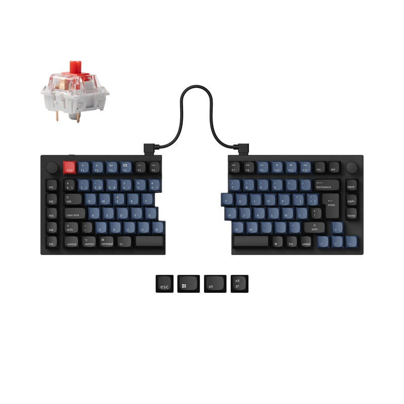 Keychron Q11 QMK Custom Mechanical Keyboard ISO Layout Collection - Type:Fully Assembled Knob (Carbon Black) - Layout Version:ES-ISO - Switches:Keychron K Pro Red