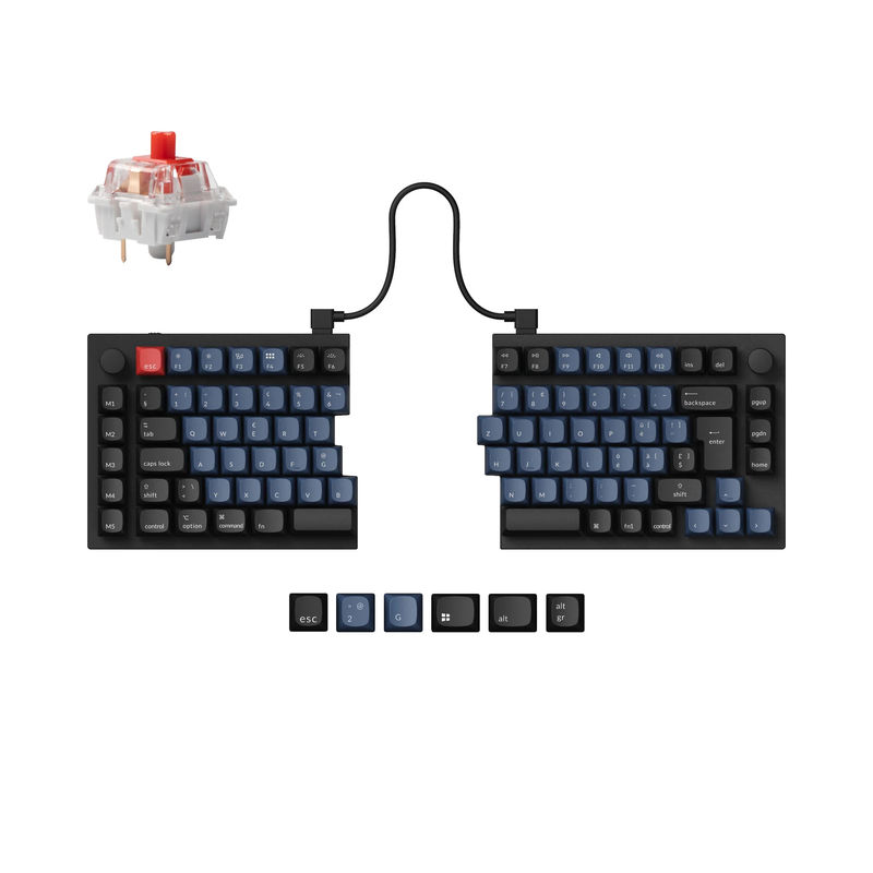 Keychron Q11 QMK Custom Mechanical Keyboard ISO Layout Collection - Type:Fully Assembled Knob (Carbon Black) - Layout Version:Swiss-ISO - Switches:Keychron K Pro Red