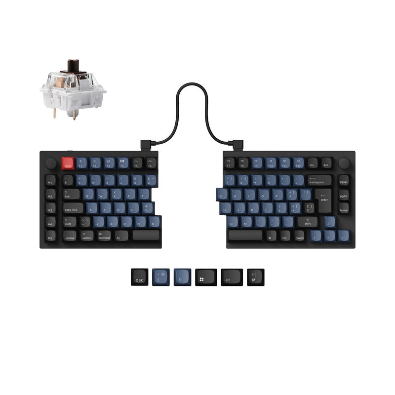 Keychron Q11 QMK Custom Mechanical Keyboard ISO Layout Collection - Type:Fully Assembled Knob (Carbon Black) - Layout Version:Swiss-ISO - Switches:Keychron K Pro Brown
