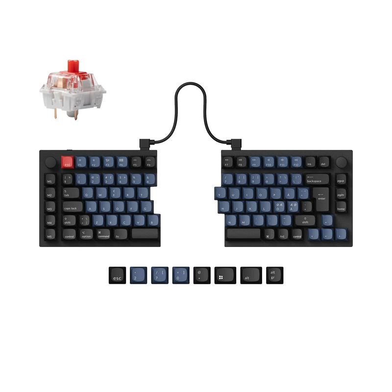 Keychron Q11 QMK Custom Mechanical Keyboard ISO Layout Collection - Type:Fully Assembled Knob (Carbon Black) - Layout Version:Nordic-ISO - Switches:Keychron K Pro Red