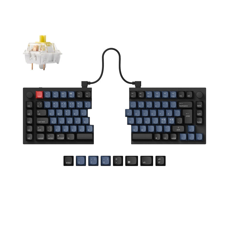 Keychron Q11 QMK Custom Mechanical Keyboard ISO Layout Collection - Type:Fully Assembled Knob (Carbon Black) - Layout Version:Nordic-ISO - Switches:Keychron K Pro Banana