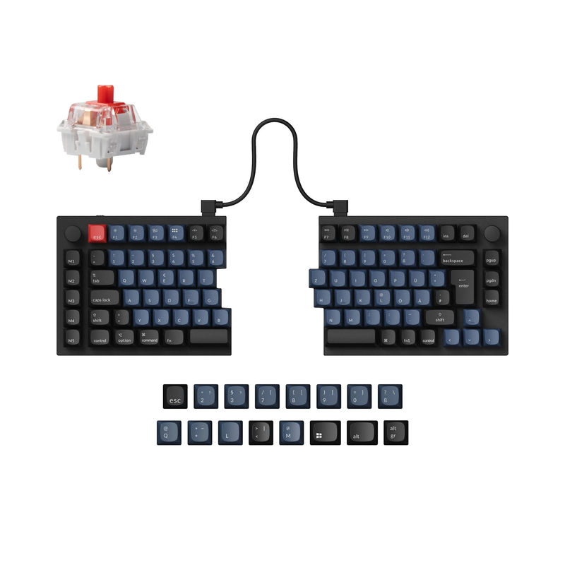 Keychron Q11 QMK Custom Mechanical Keyboard ISO Layout Collection - Type:Fully Assembled Knob (Carbon Black) - Layout Version:DE-ISO - Switches:Keychron K Pro Red