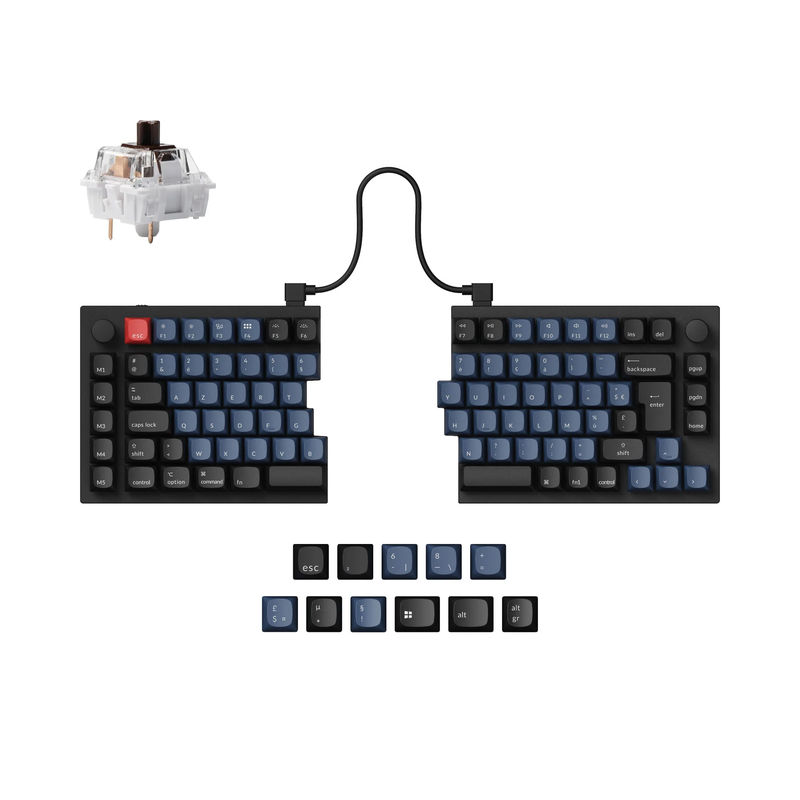 Keychron Q11 QMK Custom Mechanical Keyboard ISO Layout Collection - Type:Fully Assembled Knob (Carbon Black) - Layout Version:FR-ISO - Switches:Keychron K Pro Brown