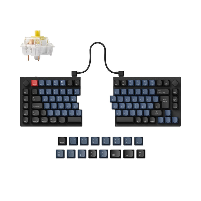 Keychron Q11 QMK Custom Mechanical Keyboard ISO Layout Collection - Type:Fully Assembled Knob (Carbon Black) - Layout Version:DE-ISO - Switches:Keychron K Pro Banana