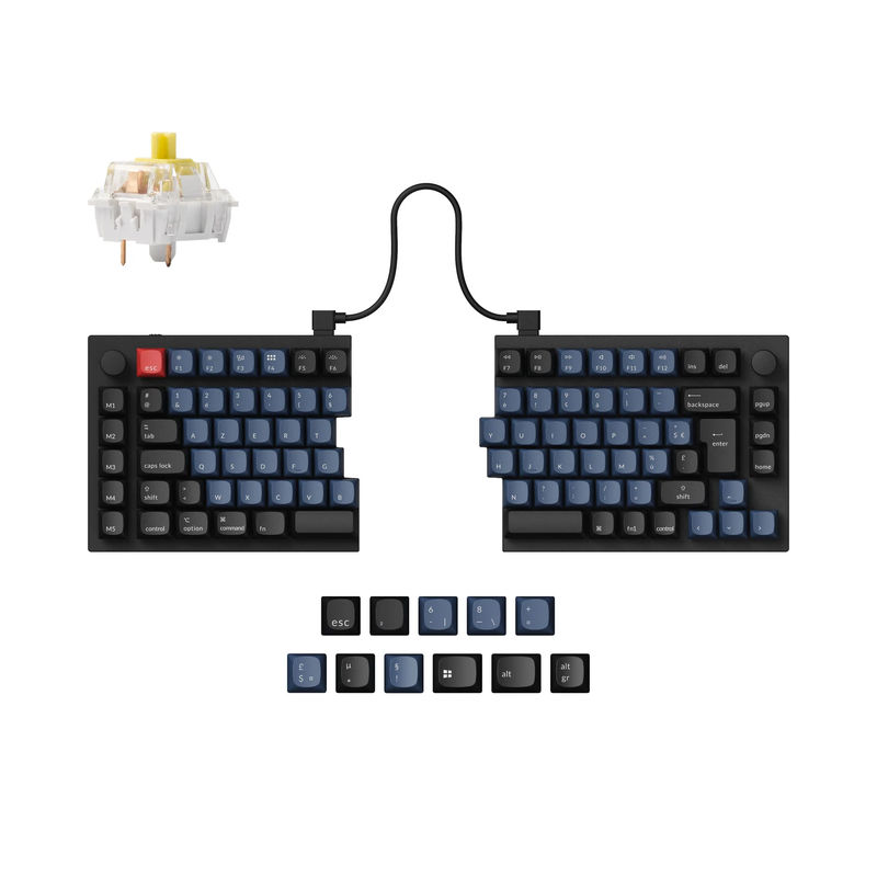 Keychron Q11 QMK Custom Mechanical Keyboard ISO Layout Collection - Type:Fully Assembled Knob (Carbon Black) - Layout Version:FR-ISO - Switches:Keychron K Pro Banana