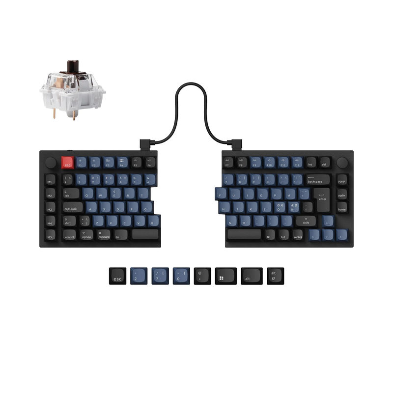 Keychron Q11 QMK Custom Mechanical Keyboard ISO Layout Collection - Type:Fully Assembled Knob (Carbon Black) - Layout Version:Nordic-ISO - Switches:Keychron K Pro Brown