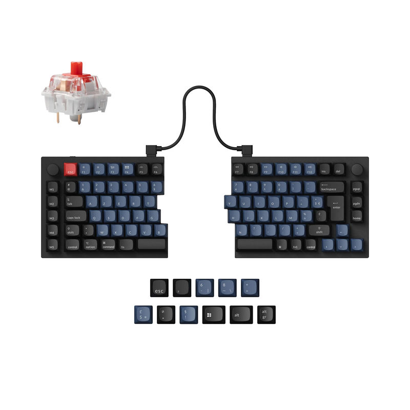 Keychron Q11 QMK Custom Mechanical Keyboard ISO Layout Collection - Type:Fully Assembled Knob (Carbon Black) - Layout Version:FR-ISO - Switches:Keychron K Pro Red