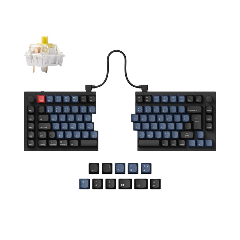 Keychron Q11 QMK Custom Mechanical Keyboard ISO Layout Collection - Type:Fully Assembled Knob (Carbon Black) - Layout Version:UK-ISO - Switches:Keychron K Pro Banana