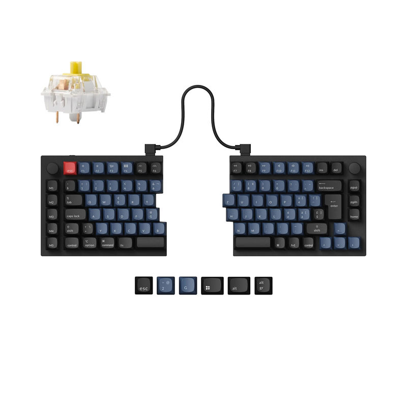 Keychron Q11 QMK Custom Mechanical Keyboard ISO Layout Collection - Type:Fully Assembled Knob (Carbon Black) - Layout Version:Swiss-ISO - Switches:Keychron K Pro Banana