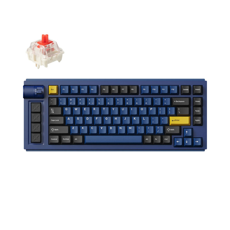 Lemokey L1 QMK/VIA Wireless Custom Gaming Keyboard - Type:Fully Assembled Knob - Color:Navy Blue - Switches:Gateron Jupiter Red