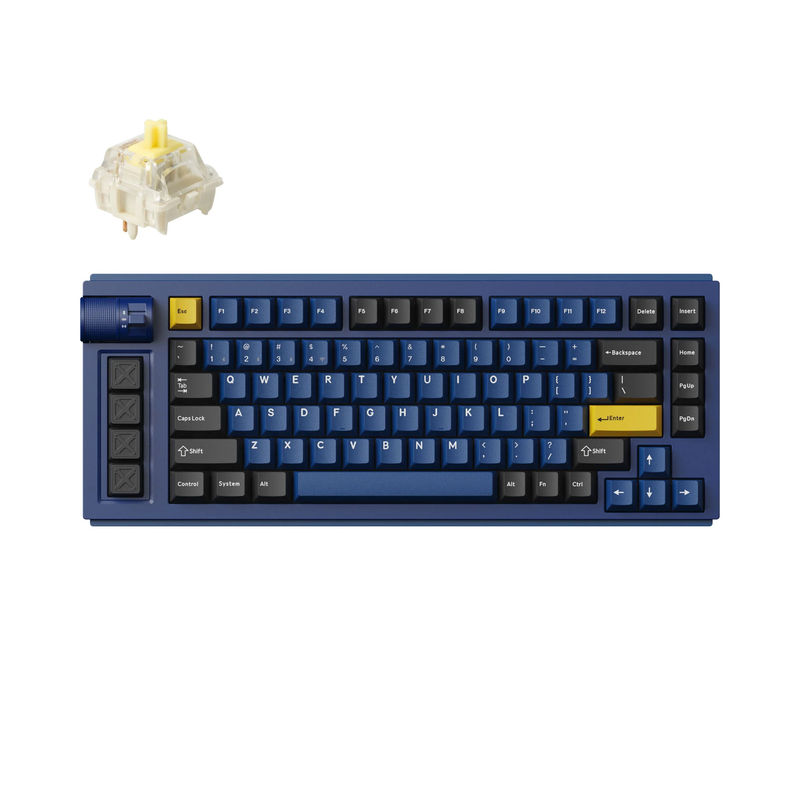 Lemokey L1 QMK/VIA Wireless Custom Gaming Keyboard - Type:Fully Assembled Knob - Color:Navy Blue - Switches:Gateron Jupiter Banana