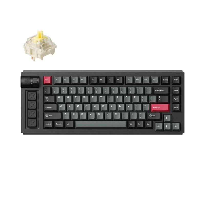 Lemokey L1 QMK/VIA Wireless Custom Gaming Keyboard - Type:Fully Assembled Knob - Color:Carbon Black - Switches:Gateron Jupiter Banana