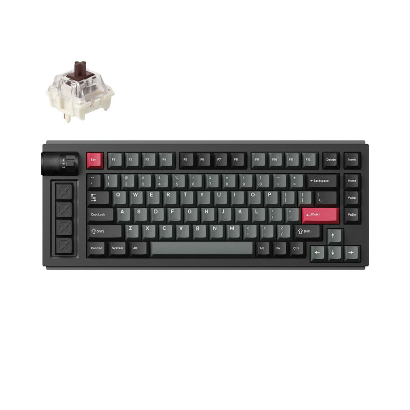 Lemokey L1 QMK/VIA Wireless Custom Gaming Keyboard - Type:Fully Assembled Knob - Color:Carbon Black - Switches:Gateron Jupiter Brown
